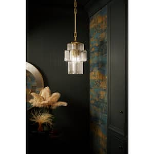 Occasion 3-Light Brushed Moderne Brass Shaded Pendant Light