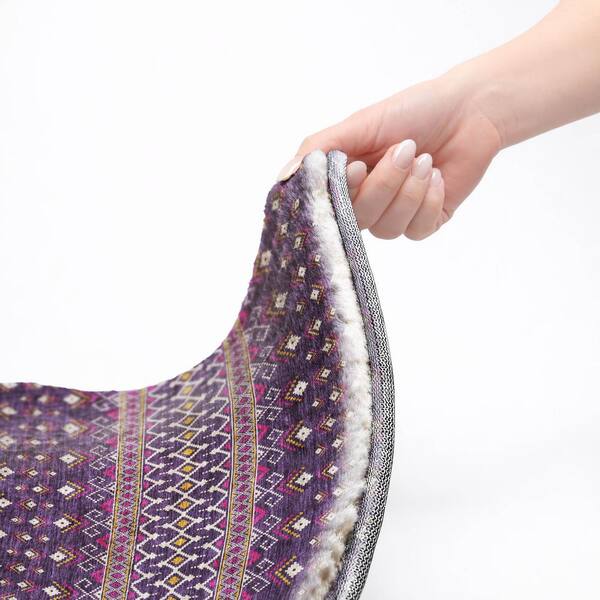 Dream Shag Premium Machine Washable Abstract ADS708 Purple 2 ft. x 7 ft. Runner Rug