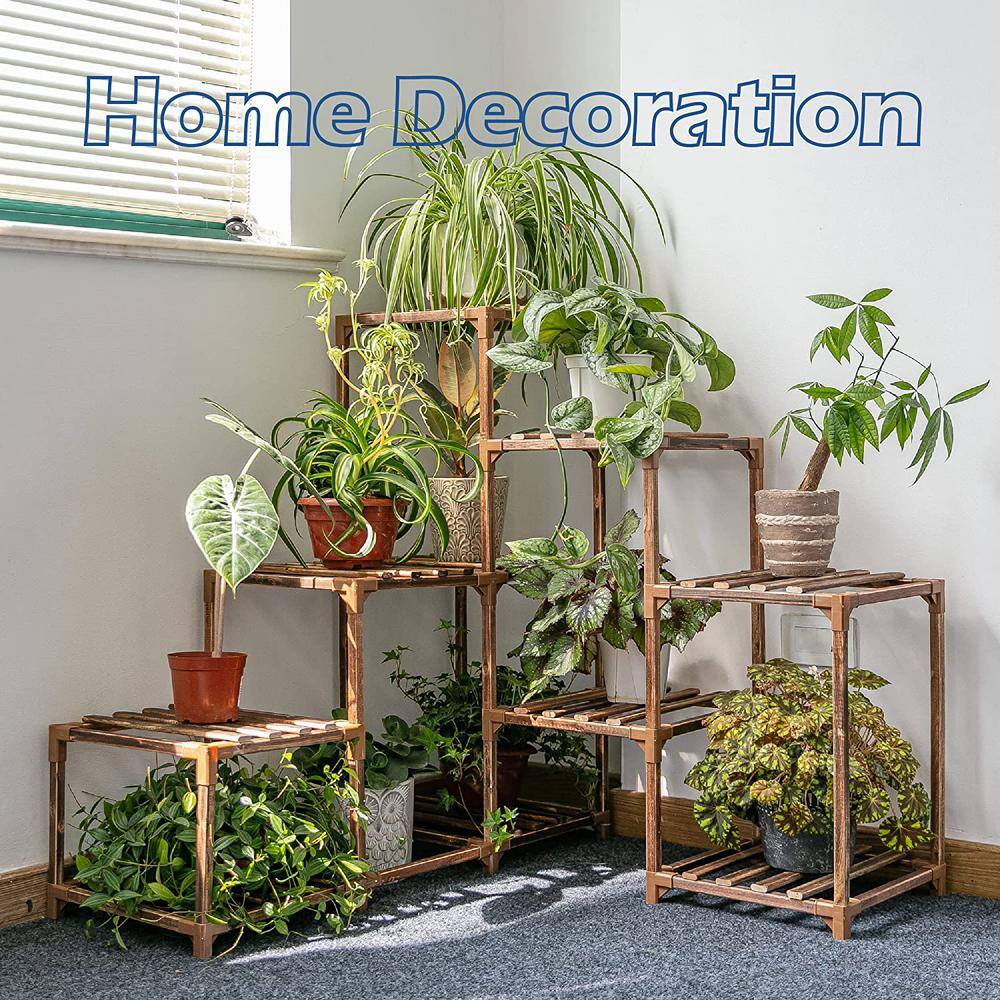 Eucalyptus Wood Corner Ladder Plant Stand for Multiple Pots