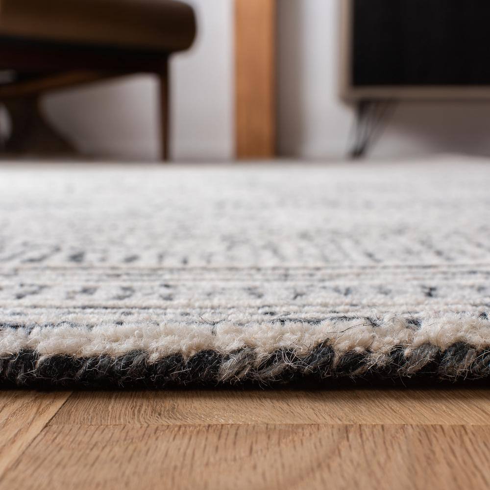 Ivory Abstract Handmade Tufted Wool Square Area Rug 6' x 6'