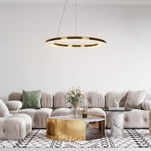 Macrobotrys 1-Light Integrated LED Plating Brass Circle Chandelier with Crystal Accents