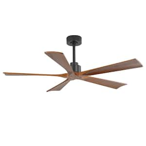 Enrico 52 in. Indoor Black Ceiling Fan with Wood Blade and Remote Control Included for Bedroom or Living Room No Light