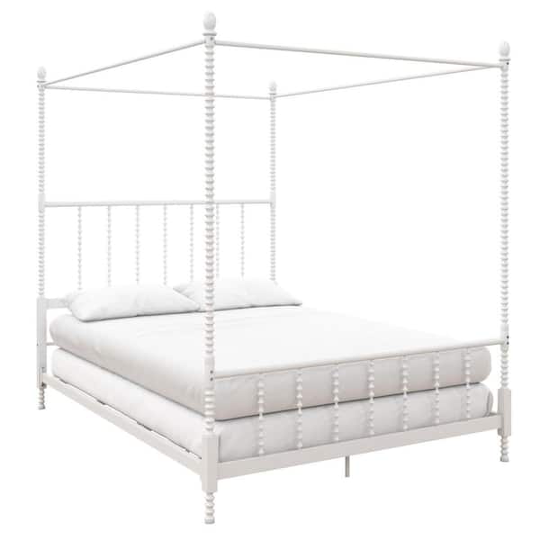 DHP Emerson White Metal Canopy Queen Size Frame Bed