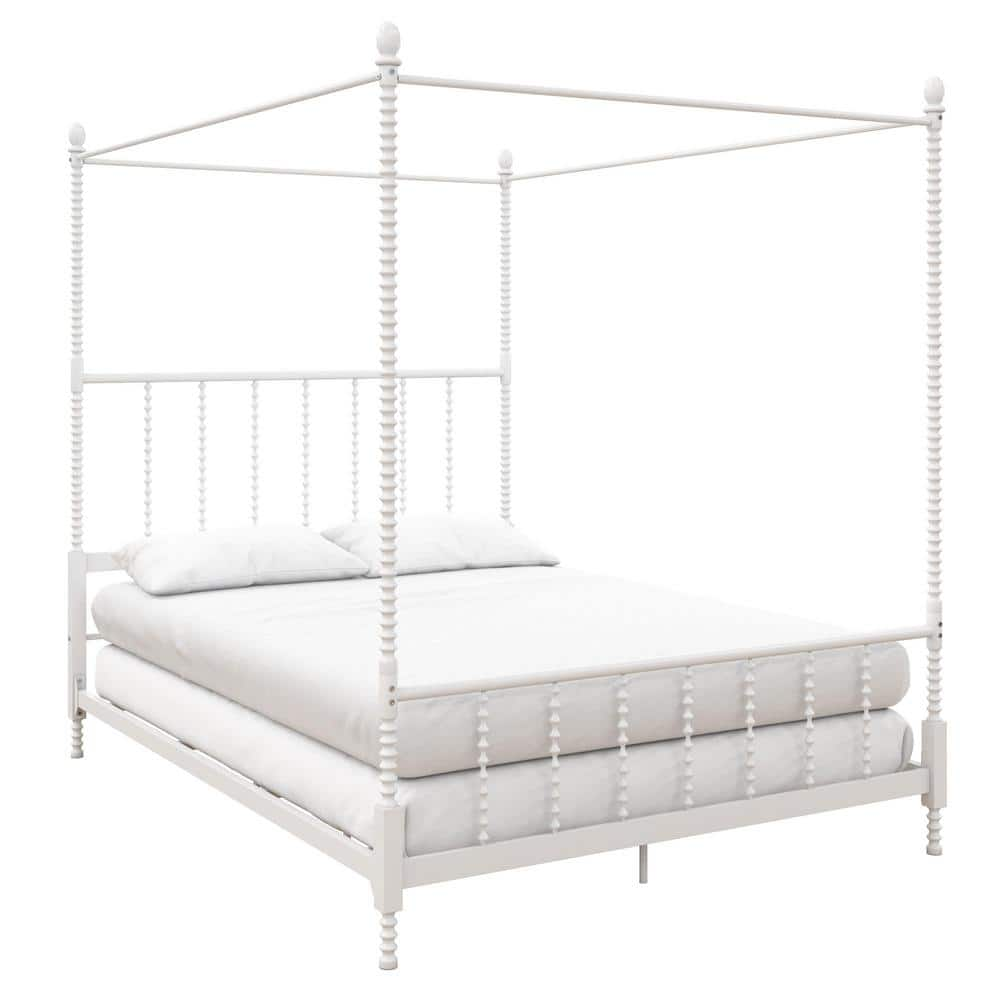 DHP Emerson White Metal Canopy Full Size Frame Bed DE57117 - The Home Depot