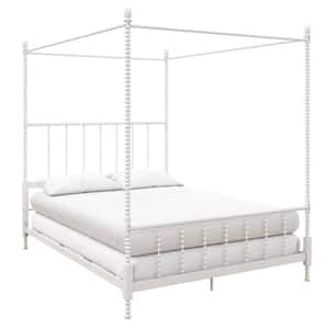 Emerson White Metal Canopy Full Size Frame Bed