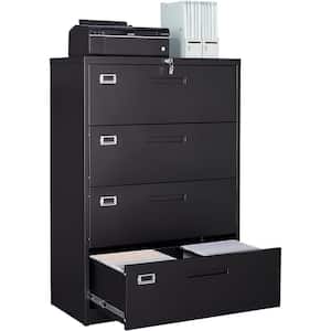 35.43 in. W x 52.36 in. H x 15.75 in. D Freestanding Cabinet 4 Drawer Metal Storage File Cabinet with Lock in Black