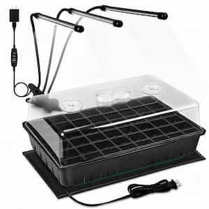 60 Cell Seed Starter Kit 4.3 in. Humidity Dome Grow Light and Heat Mat, Adjustable Light Positioning for Seedling Growth