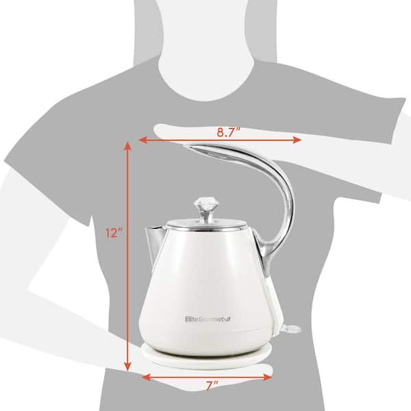 Elite Gourmet Gourmet 1.2 l White Cool-Touch Stainless Steel Electric Kettle