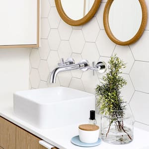 Double Handle Wall Mounted Bathroom Faucet in Chrome