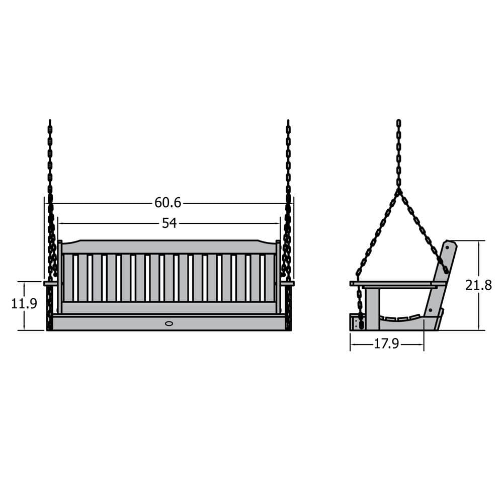 Weathered Acorn Recycled Plastic 5ft Outdoor Porch Swing