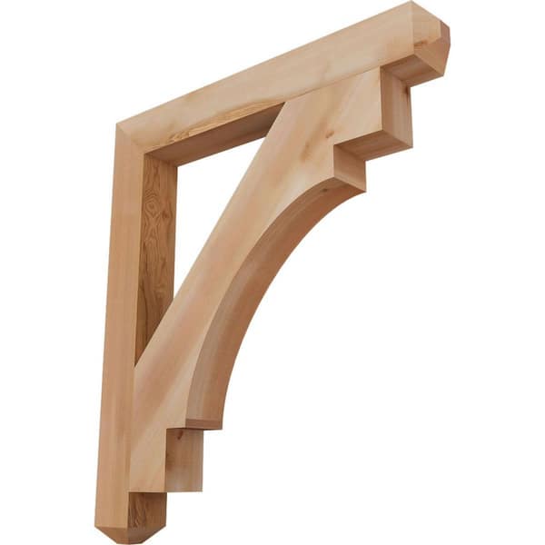 Ekena Millwork 3.5 in. x 36 in. x 32 in. Western Red Cedar Merced Craftsman Smooth Bracket