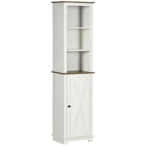 15.5 in. W x 11.75 in. D x 63 in. H White Wooden Freestanding Linen Cabinet with Door and Shelf Adjustability