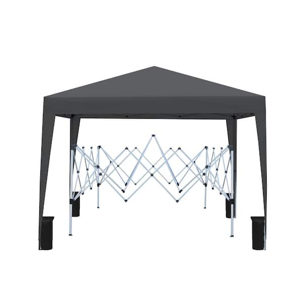 Sudzendf 10 ft. x 10 ft. Pop Up Gazebo Canopy Tent Removable Sidewall with Zipper, with 4pcs Weight sand bag and Carry Bag Black