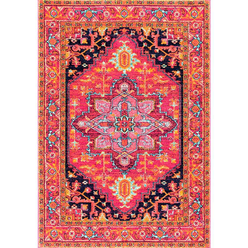 Reversible Pink Synthetic Medallion 8' x 10' Area Rug