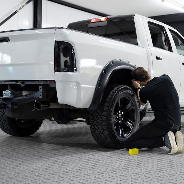 12 x 12 x 0.53 in. Garage Tiles, 50 Pack, 50 sq. ft. Non-Slip Double-Sided Flooring Garages Basements Workshops Silver