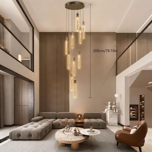 OUKANING 10-Light Integrated LED Silver Adjustable Long Attic
