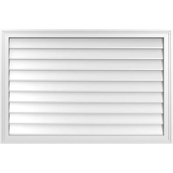 Ekena Millwork 42 in. x 28 in. Vertical Surface Mount PVC Gable Vent: Decorative with Brickmould Frame
