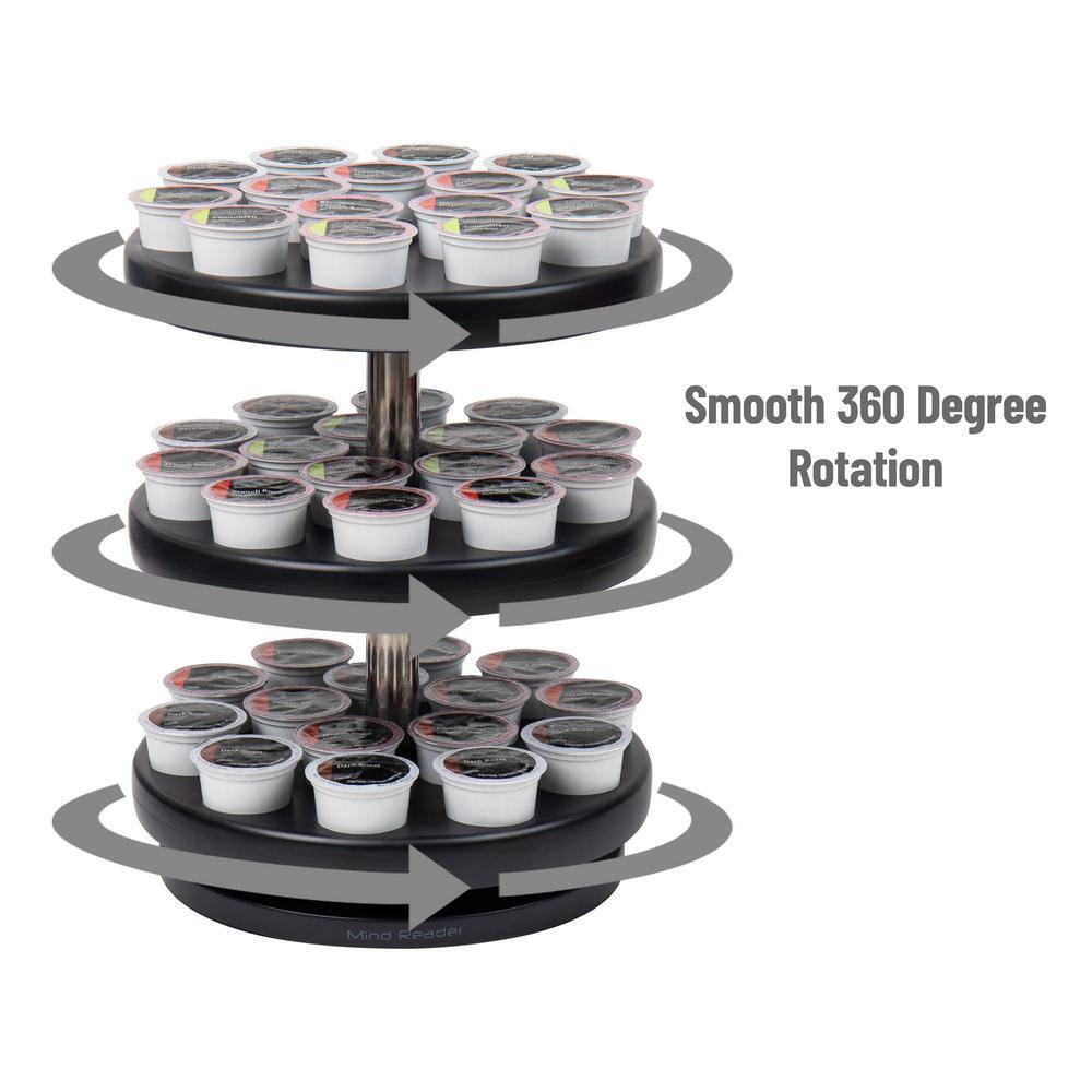 Black 3-Tier Rotating Coffee Pod Carousel Organizer