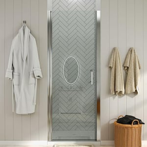 34 to 35-1/2 in. W x 72 in. H Pivot Swing Frameless Shower Door in Chrome with Clear Glass