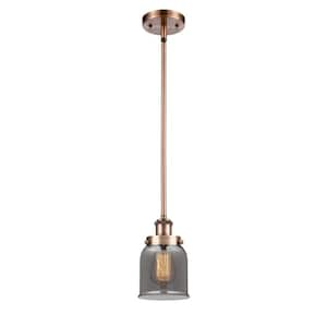 Bell 60-Watt 1 Light Antique Copper Shaded Mini Pendant Light with Tinted Glass Shade