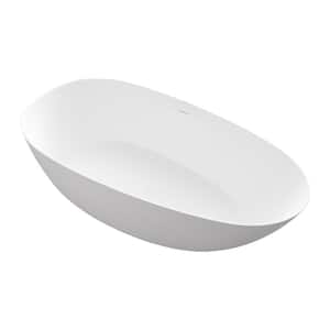 69 in. Stone Resin Solid Surface Flatbottom Non-Whirlpool Freestanding Bathtub in White