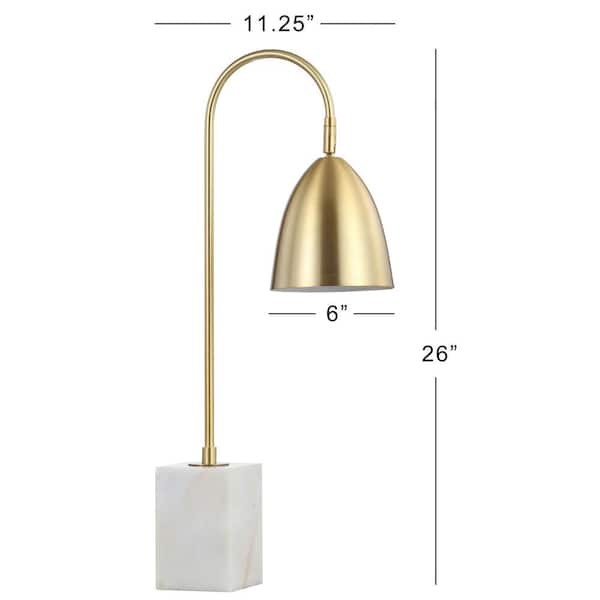 Stephen 23.5 In Brass Gold White Metal Marble Led Table Lamp 