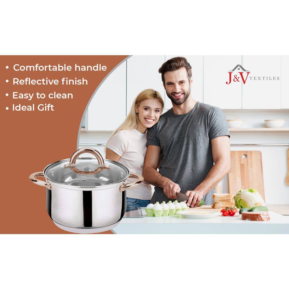 6-Piece Stainless Steel Casserole Set with Copper Handles