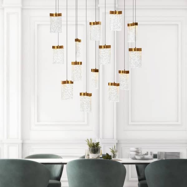 Lava 14-Light Integrated LED Brass Chandelier