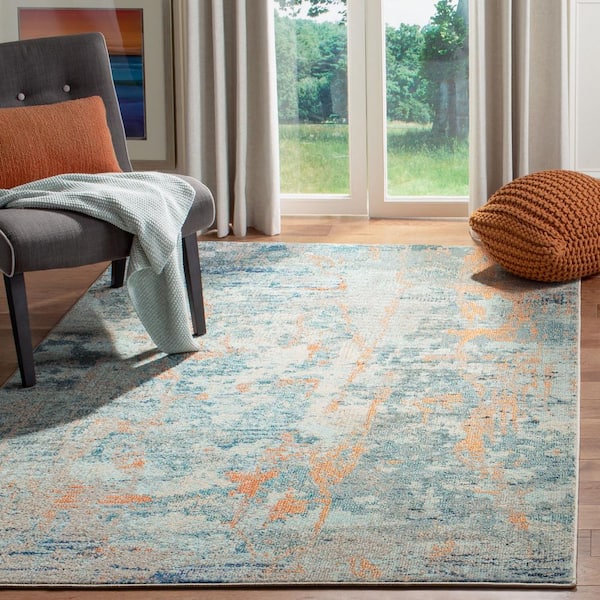 Madison Light Blue/Beige 5 ft. x 8 ft. Geometric Area Rug