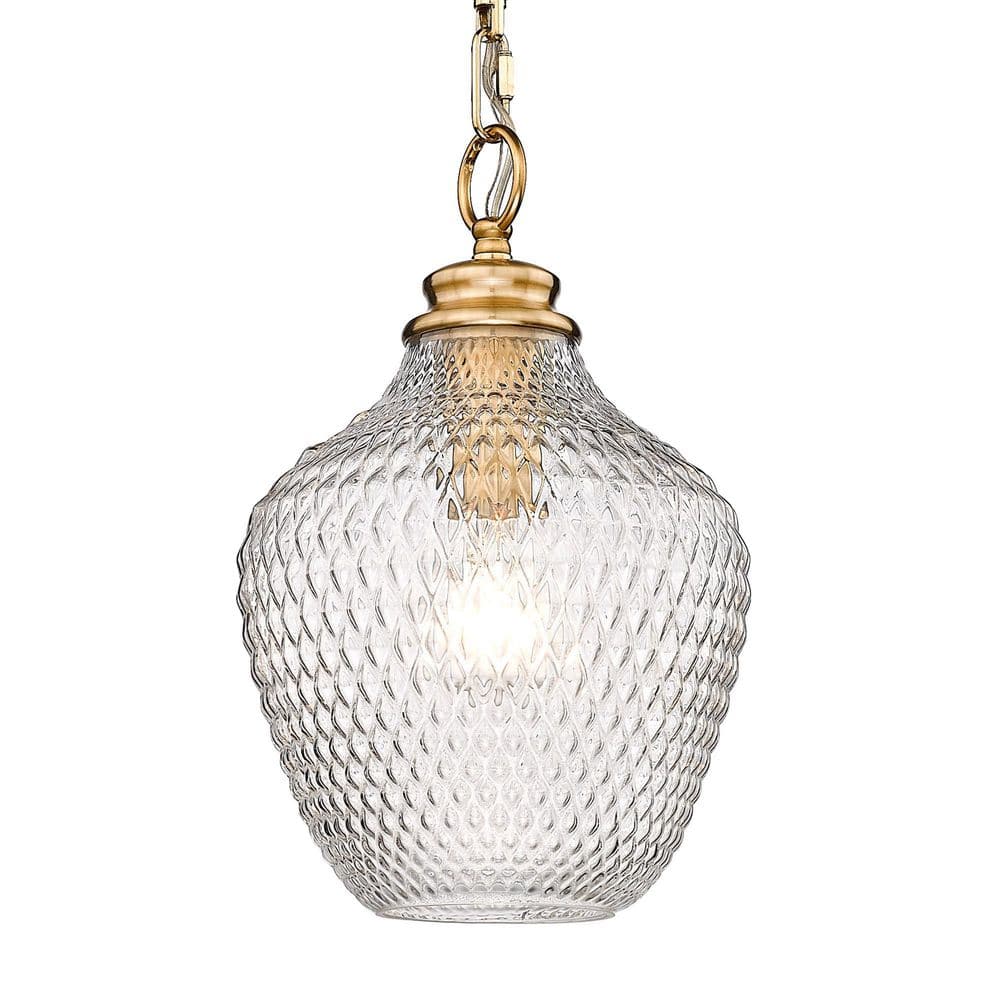 Adeline 1-Light Modern Brushed Gold Empire Pendant Light with Clear Glass Shade -  Golden Lighting, 1088-M MBG-CLR