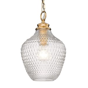 Adeline 1-Light Modern Brushed Gold Empire Pendant Light with Clear Glass Shade