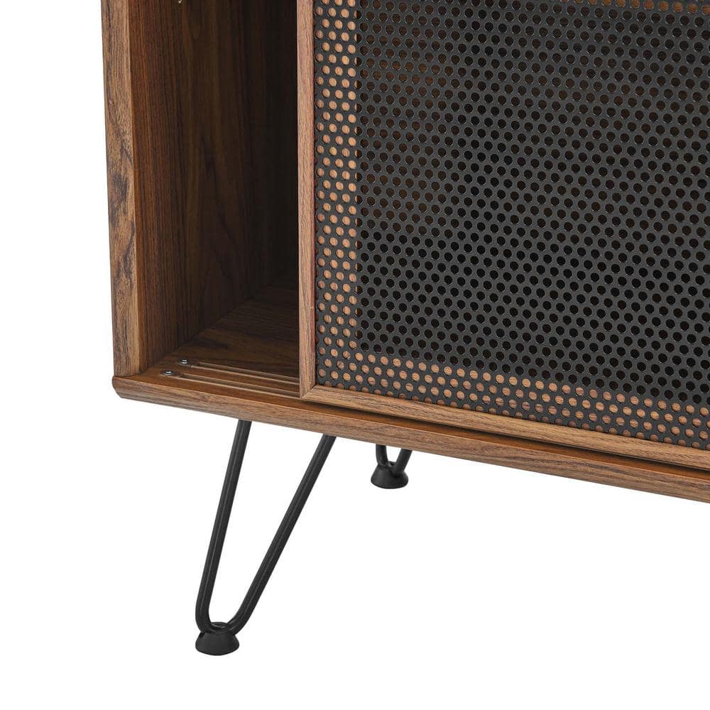 Nomad Walnut Industrial Modern Sideboard with Mesh Doors