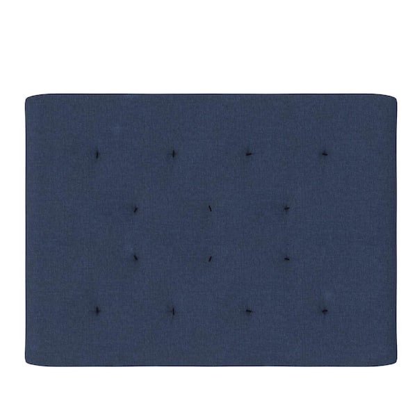 REALROOMS Cozey 8 in. Pocket Spring Coil Futon Mattress, Polyester Linen, Full, Indigo Blue