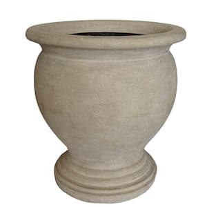 20 in. x 21-1/2 in. Cast Stone Fiberglass Greek Urn in Limestone