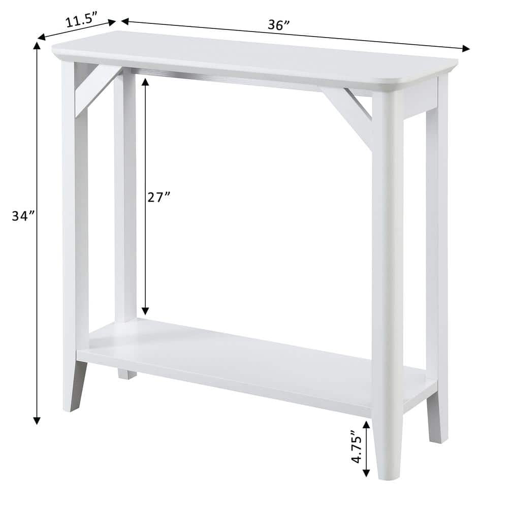 Rustic White Melamine Hall Table with Dual Shelves