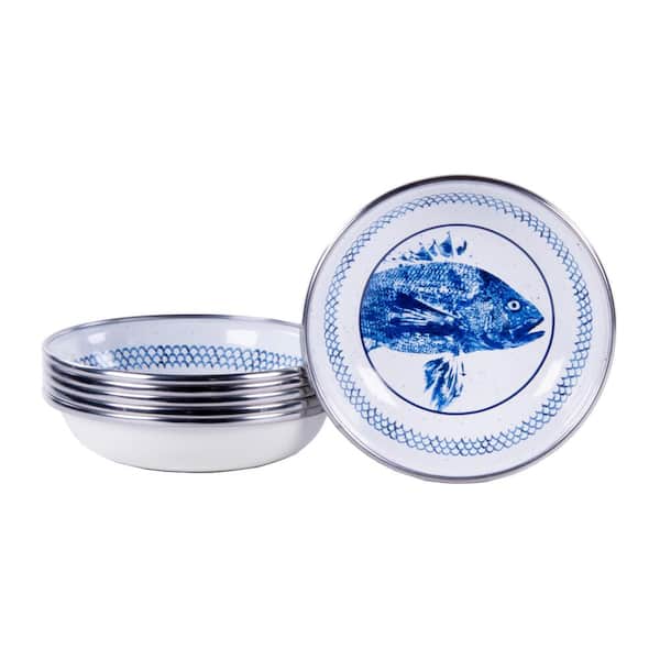 Golden Rabbit 4 oz. Fish Camp Enamelware Round Tasting Bowls (Set of 6)