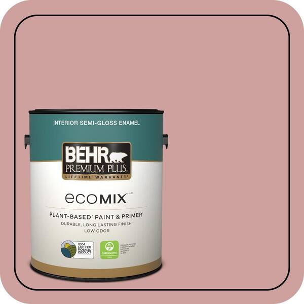 1 gal. #150E-3 Calico Rose Semi-Gloss Enamel EcoMix Plant-Based Interior Paint & Primer
