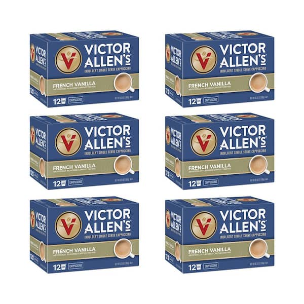 Victor Allen's French Vanilla Flavored Cappuccino Mix Single Serve K-Cup Pods for Keurig K-Cup Brewers (72 Count) Pack of 6
