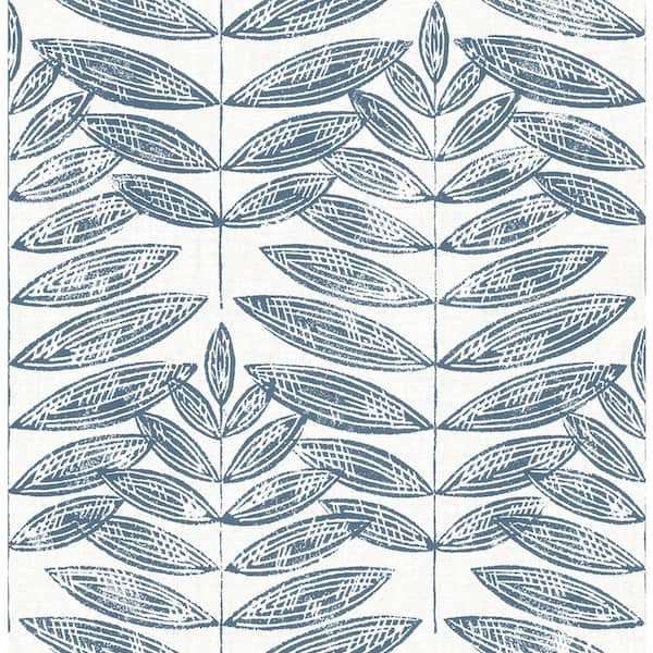 A-Street Prints Akira Navy Leaf Paper Strippable Roll (Covers 56.4 sq. ft.)