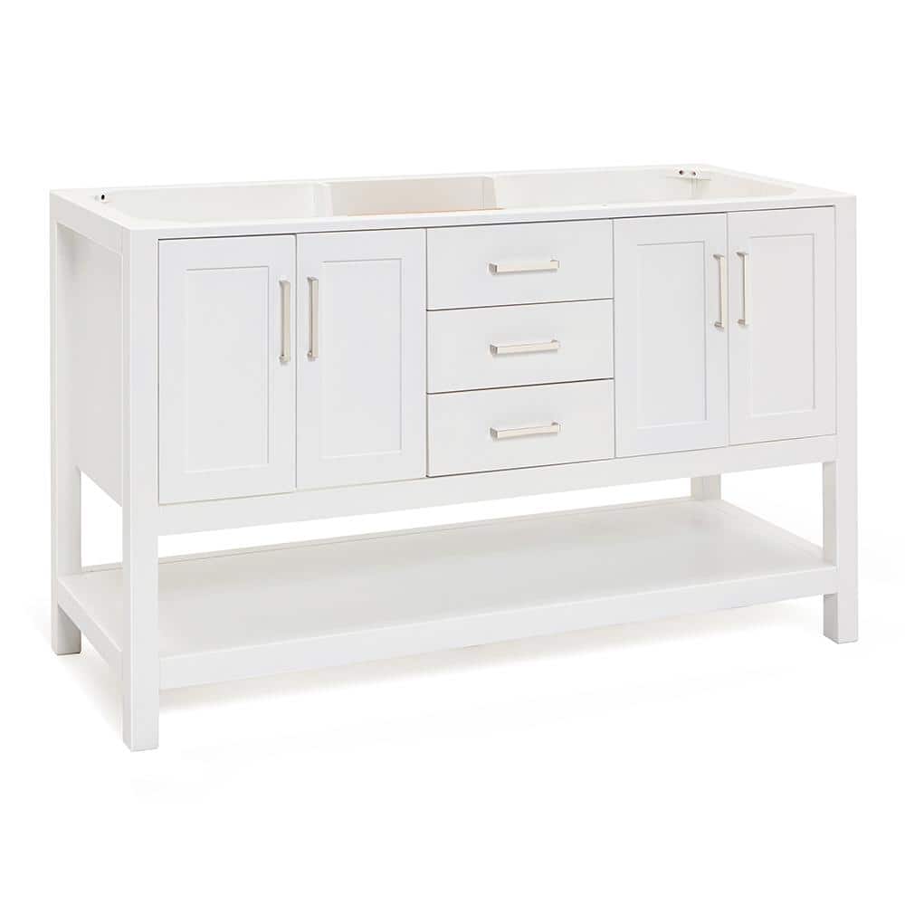 60'' White Double Freestanding Bathroom Vanity Base