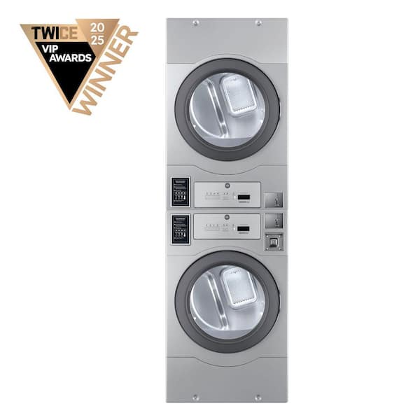 Commercial Laundry 7 cu. ft. Grey Stacked Gas Dryer, Coin-Operated and Free Use