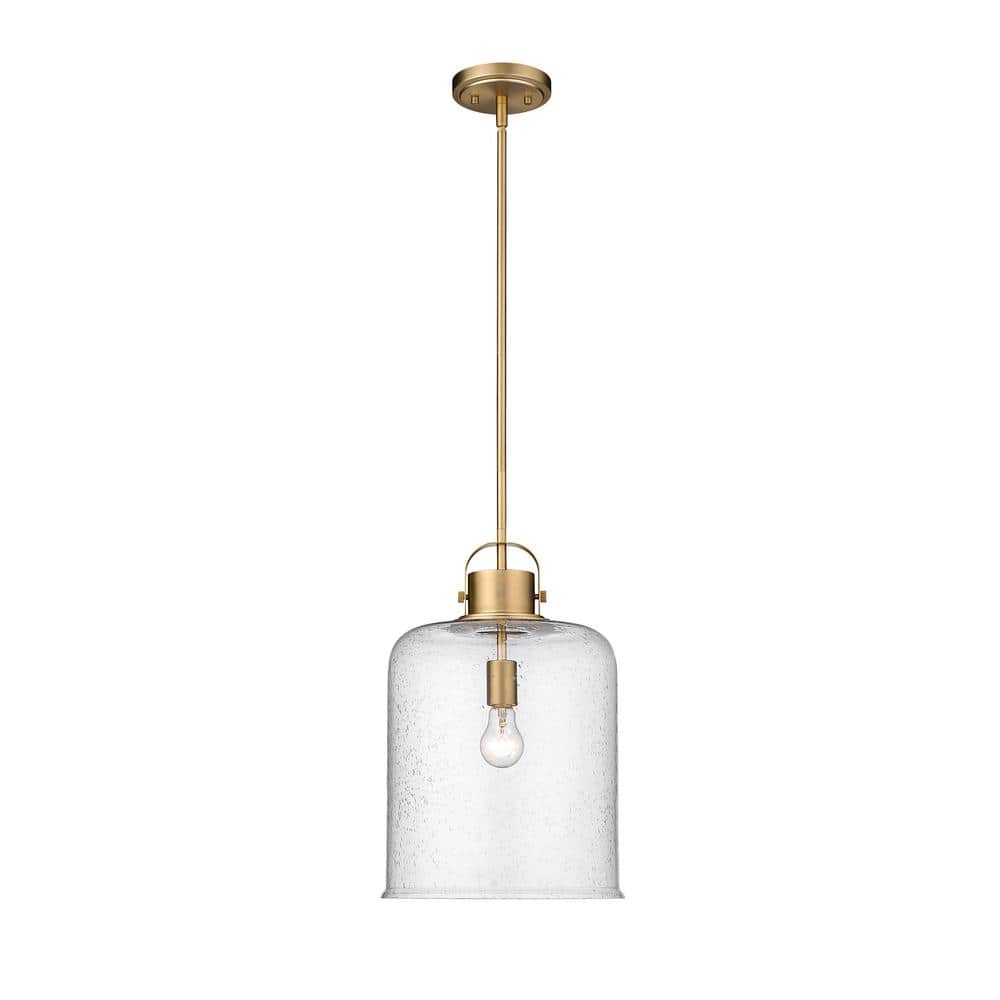 Kinsley Heirloom Gold 12" Transitional Seeded Glass Pendant Light
