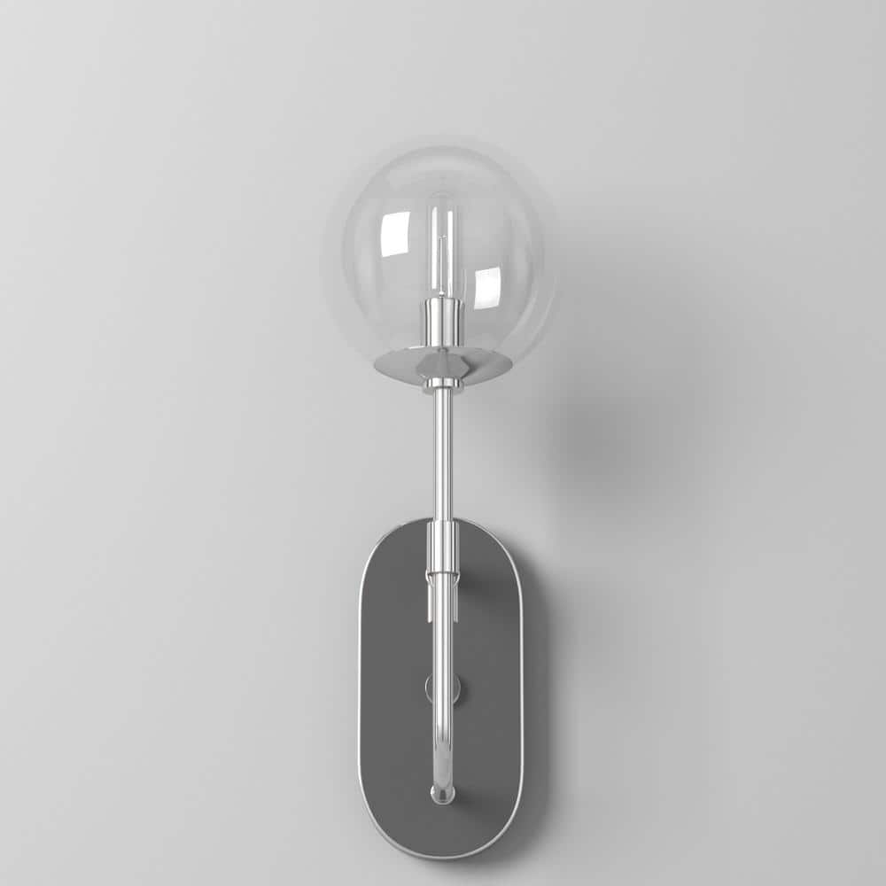 Mid-Century Modern Chrome 16.5" Direct Wired Wall Sconce