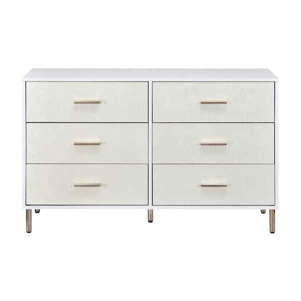 Acme Furniture Myles 6-Drawer White, Champagne and Gold Dresser (29 in ...