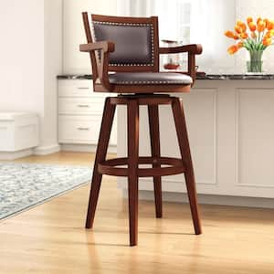 Broadmoor 34 in. Cappuccino Wood Swivel Extra Tall Barstool