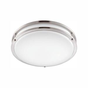 14 in. 1-Light Brushed Nickel Selectable Dimmable LED Flush Mount