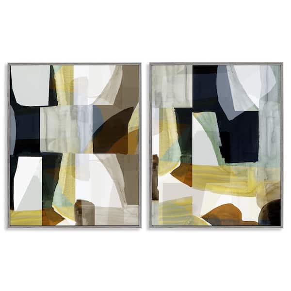 Stupell Industries Geometric Desert Motif by Cartissi 2 Pieces Gray Framed Abstract Giclee Art Print 20 in. x 16 in.