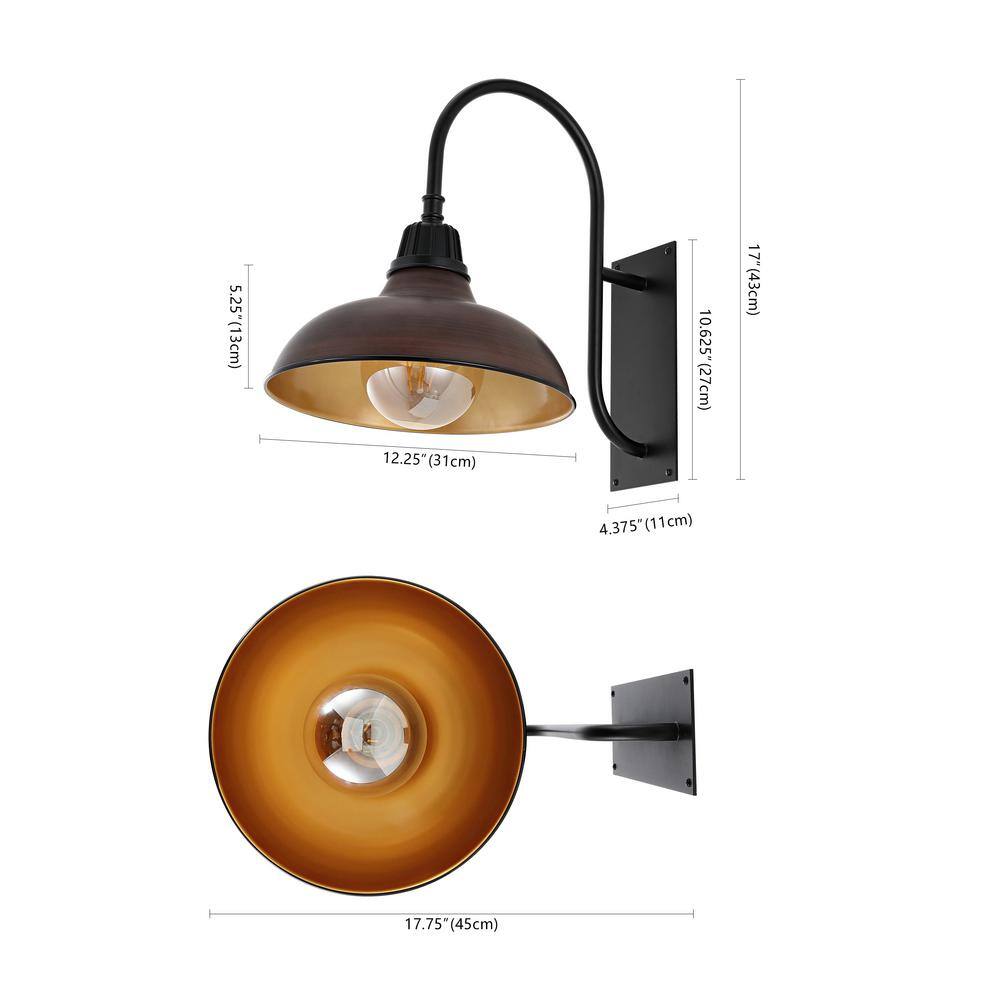 Stanley 12.25" Copper and Black Industrial Gooseneck Sconce