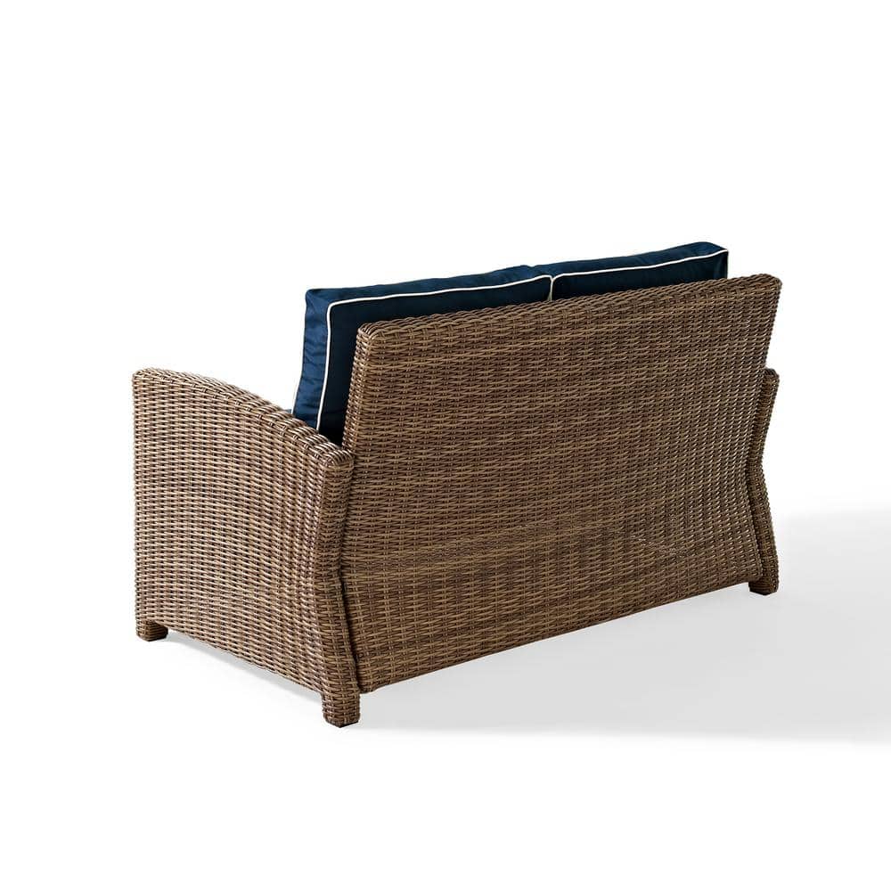Bradenton Navy and Brown Outdoor Wicker Loveseat