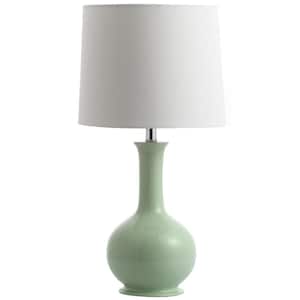 Minton 19.5 in. Light Green Gourd Table Lamp with White Shade